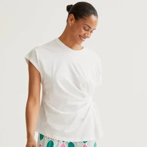 Camiseta 100% algodón blanca con nudo lateral