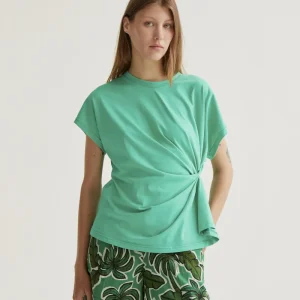 Camiseta 100% algodón verde con nudo lateral