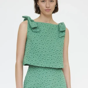 Top con textura floral verde