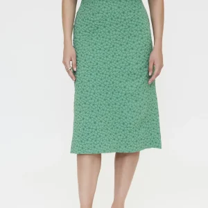 Falda midi verde con textura floral