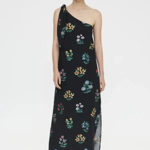 Vestido largo asimétrico con estampado Multicolor Gardener