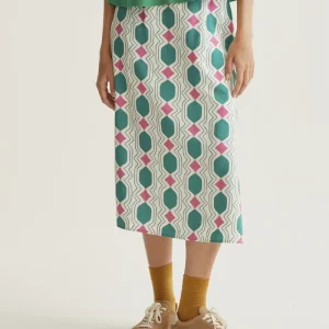 Falda mdi con estampado Geometric