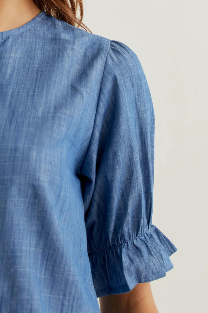 Camisa 100% algodón chambray azul claro. - Imagen 5