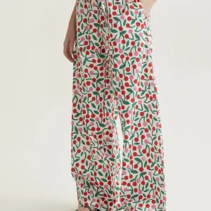 Pantalón 100% algodón con estampado Guinda