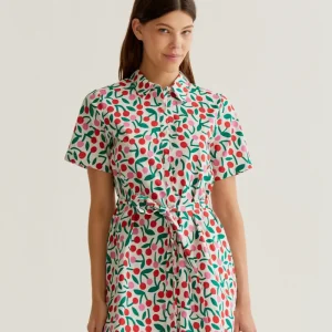 Vestido corto con estampado Guinda