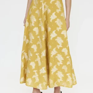 Falda larga con estampado amarillo