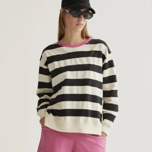 Sudadera con estampado de rayas blanco y negro