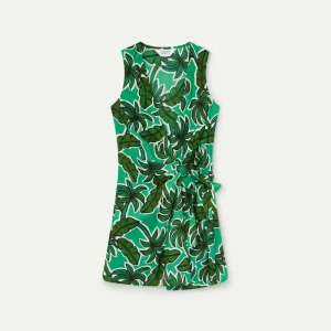 Vestido corto lazado con estampado Palm Tree