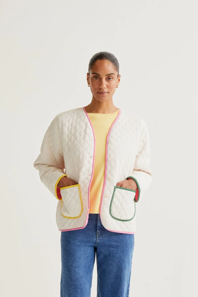 Chaqueta 100% algodón blanco roto - Imagen 2