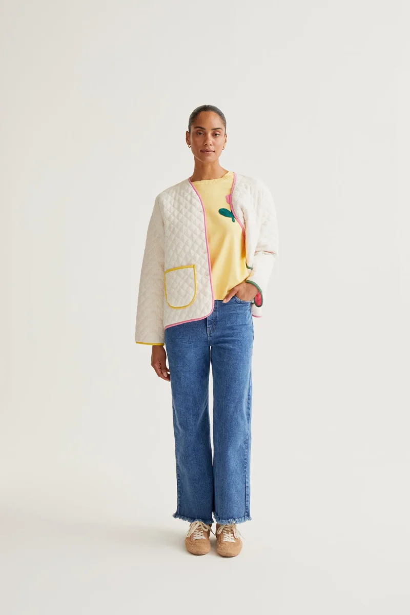 Chaqueta 100% algodón blanco roto - Imagen 5
