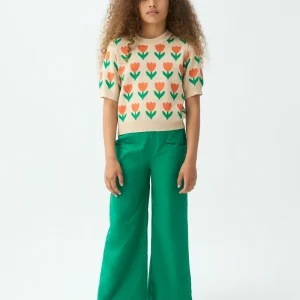 Jersey de punto de niña con estampado Orange Tulip