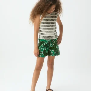 Top de niña con estampado de rayas blanco y negro