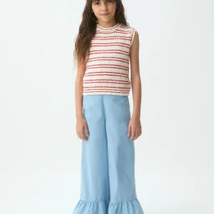 Top de niña con estampado de  rayas blanco y rojo