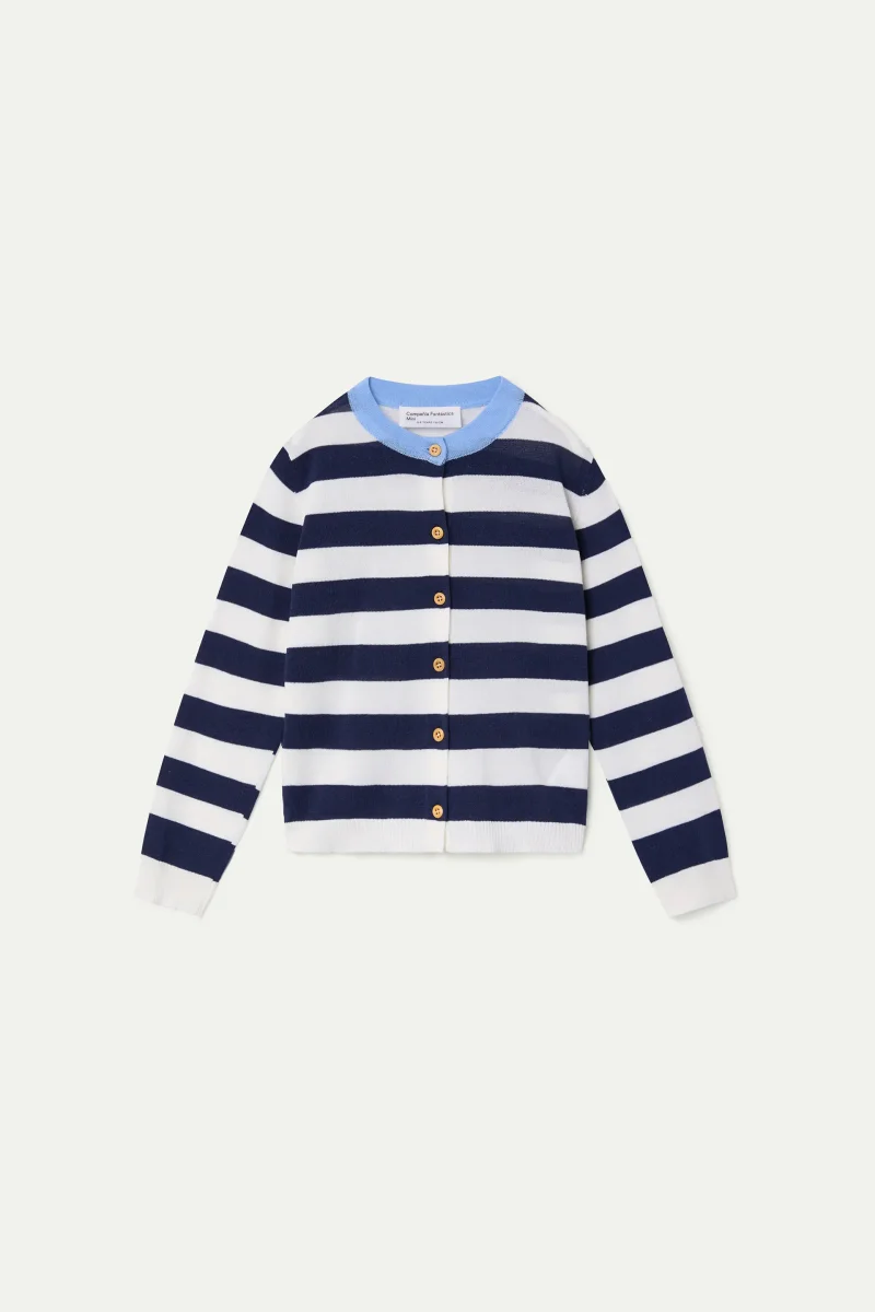 Cárdigan de niña con estampado con rayas blanco y azul - Imagen 3