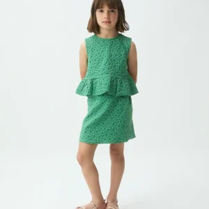 Top de niña con estampado floral verde