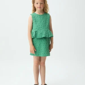Falda corta de niña con estampado floral verde