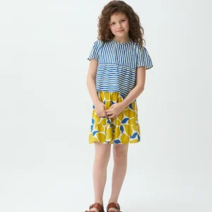 Falda corta de niña con estampado Limoncello