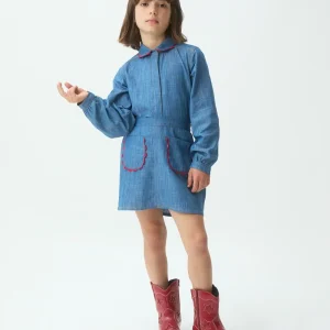 Camisa de niña 100% algodón Chambray
