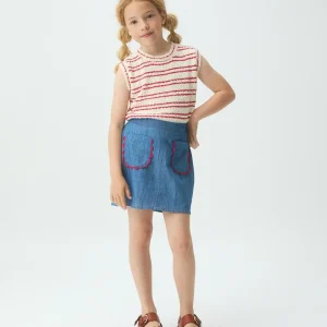 Falda corta de niña 100% algodón Chambray