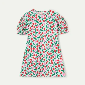 Vestido de niña 100% algodón con estampado Guinda