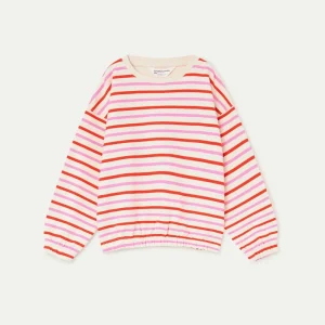 Sudadera de niña con estampado de rayas rosa y rojo