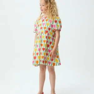 Vestido corto de niña con estampado Tulipa