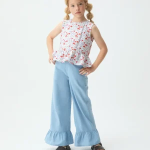 Pantalón de niña 100% algodón azul