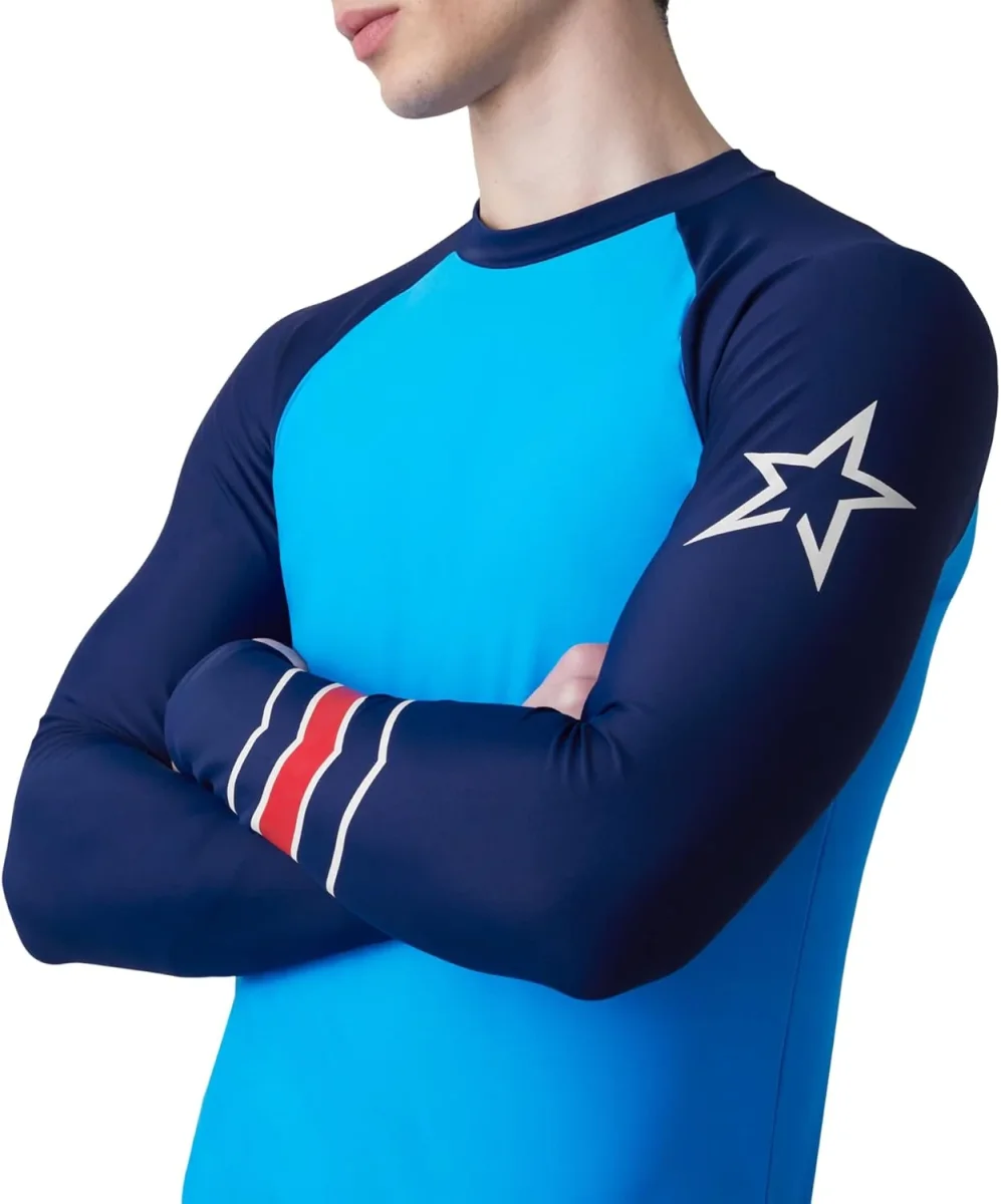 Perfect Moment Mens Blue Long Sleeve Rash Guard Ski Top - Imagen 4