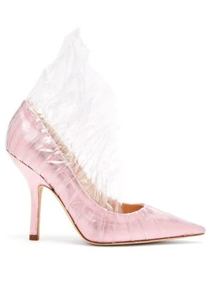 MIDNIGHT 00 Light Pink Ruched PVC Plastic Detail High Heels