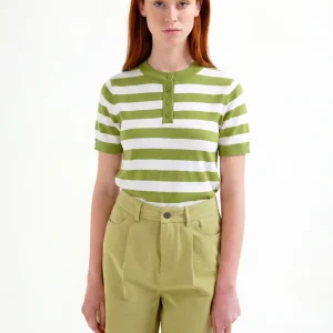 Top con estampado de rayas blanco y verde