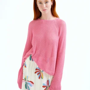 Jersey punto calado rosa