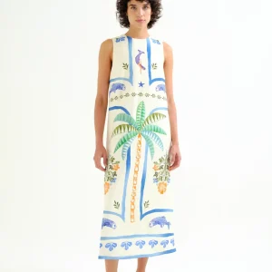 Vestido largo con estampado Palm & Mermaid