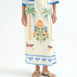 Falda larga con estampado Palm & Mermaid