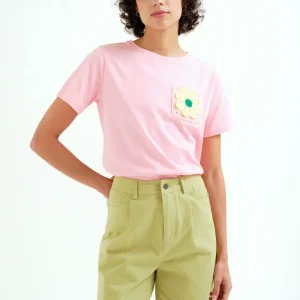 Camiseta 100% algodón con girasol bordado