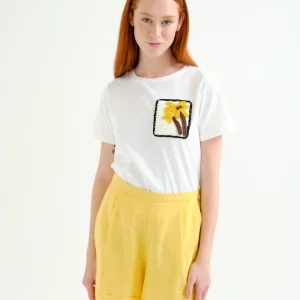 Camiseta 100% algodón con palmera bordada