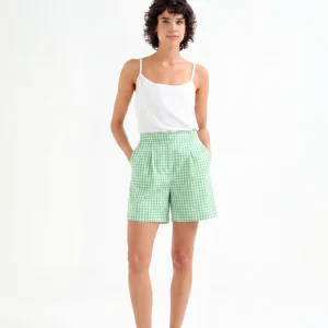 Shorts con estampado vichy verde claro