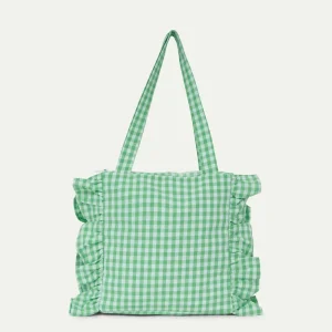 Bolso acolchado con cuadros vichy verde