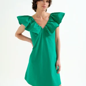 Vestido corto verde 100% algodón