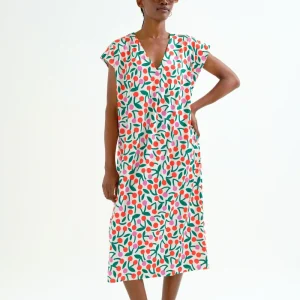 Kaftan largo con estampado Guinda