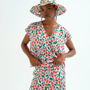 Top playero con estampado Guinda