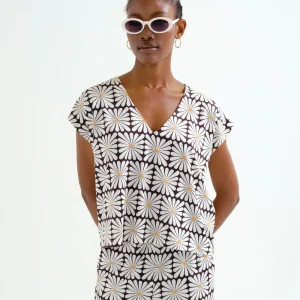 Top playero con estampado Olive Flower Black
