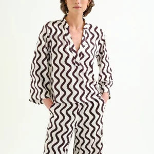 Top playero con estampado Wave Black & White