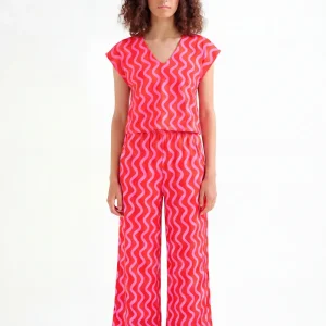 Top con estampado Wave Red & Pink