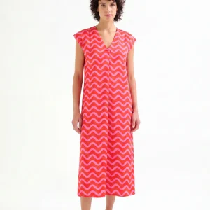 Kaftan largo con estampado Wave Red & Pink