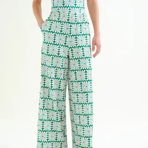 Pantalón con estampado Olive Flower Green