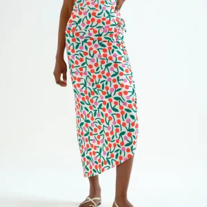 Falda midi con estampado Guinda estilo pareo