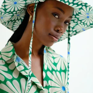 Sombrero con estampado Olive Flower Green