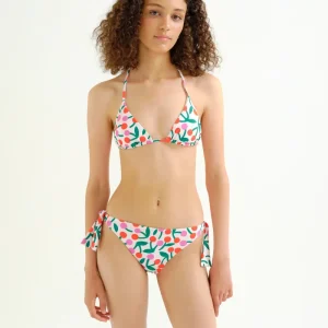 Top bikini triangular estampado Guinda