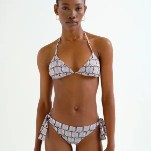 Top bikini triangular estampado Olive Flower Black