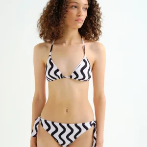 Top bikini triangular estampado Wave Black & White